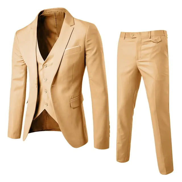 Men's Tailored 3-Piece Suit Ensemble