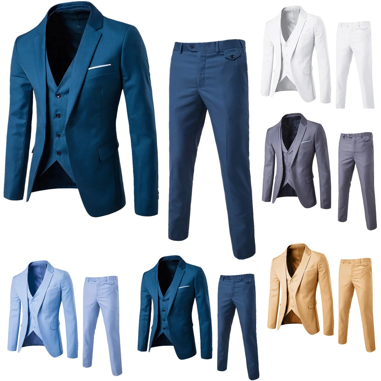 Men's Tailored 3-Piece Suit Ensemble