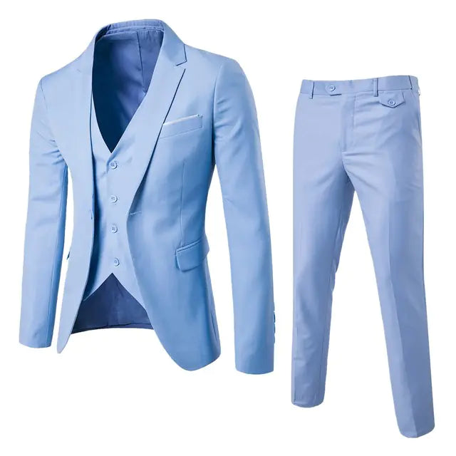 Men's Tailored 3-Piece Suit Ensemble